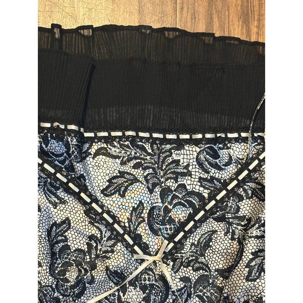 gilligan o'malley dainty y2k black‎ white lace feminine slip dress sz L coquette - Picture 4 of 6